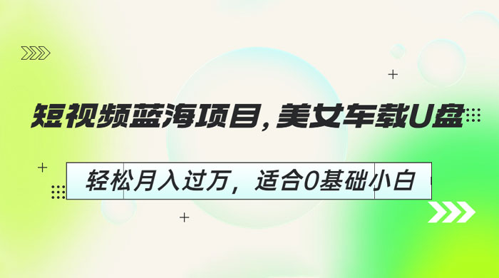 短视频蓝海项目：美女车载 U 盘，适合 0 基础小白-项目资源网