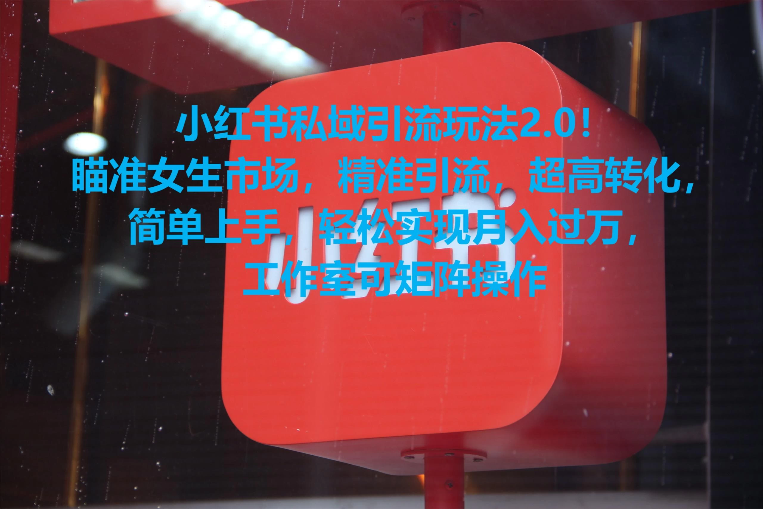 小红书私域引流玩法2.0！瞄准女生市场，精准引流，超高转化，简单上手，轻松实现月入过万，工作室可矩阵操作-项目资源网