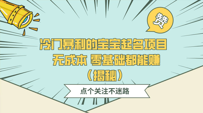 冷门暴利的宝宝起名项目 ,无成本零基础都能赚(揭秘)-项目资源网