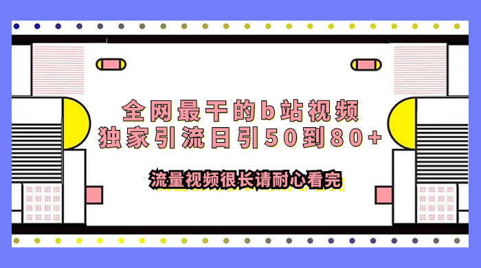 全网最干的 B 站视频独家引流，日引 50~80+ 流量-项目资源网