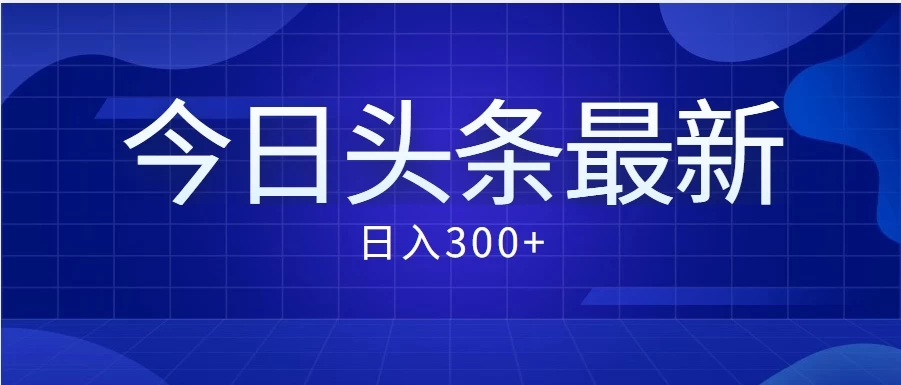 价值999的最新头条玩法，每天收入300+-项目资源网