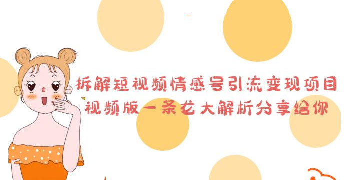 拆解短视频情感号引流变现项目:视频版一条龙大解析分享给你 拆解短视频情感号引流变现项目:视频版一条龙大解析分享给你