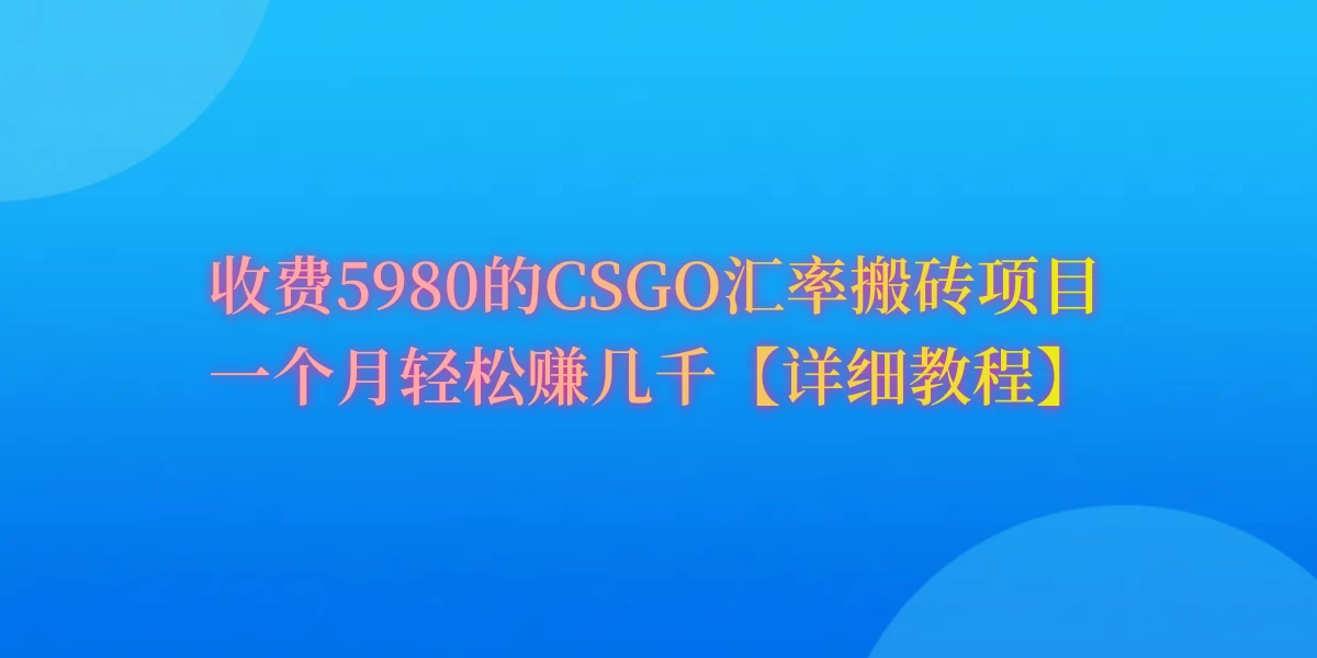 CSGO装备搬砖，月综合收益率高达60%，你也可以！-项目资源网