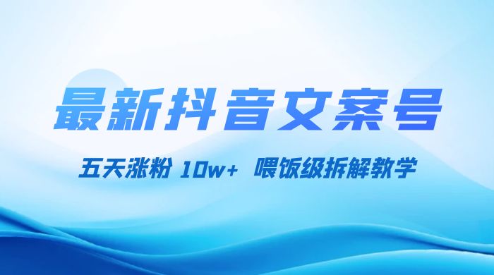 最新抖音暴力文案号，五天涨粉 10w+，喂饭级拆解教学-项目资源网