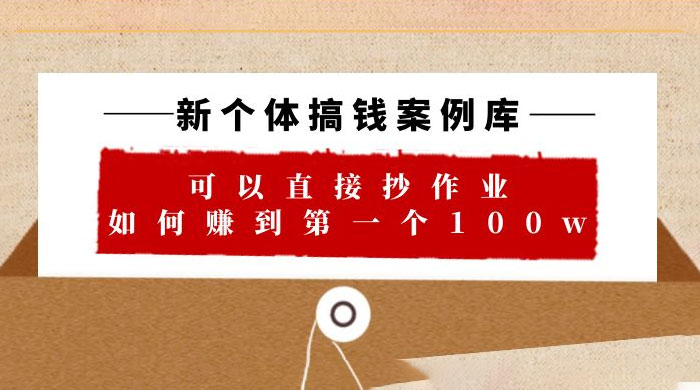 新个体搞钱案例库：可以直接抄作业，如何赚到第一个 100w（共 29 节视频+文档）-项目资源网