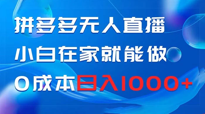 拼多多无人直播，小白在家就能做，0 成本日入 1000+-项目资源网