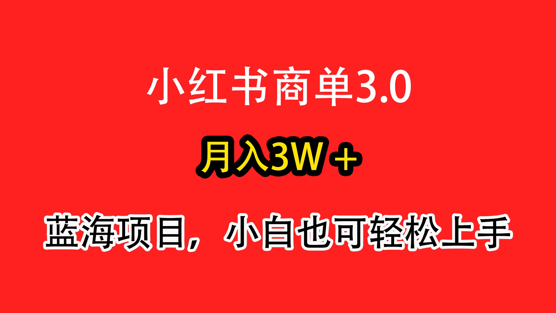 小红书商单3.0，月入3w＋，蓝海项目，小白轻松上手-项目资源网