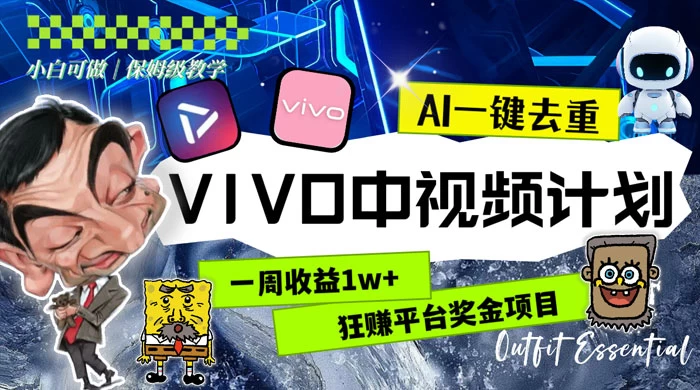 一周收益 1w+ 的 VIVO 中视频计划，用 AI 一键去重，狂赚平台奖金（教程+素材）-项目资源网