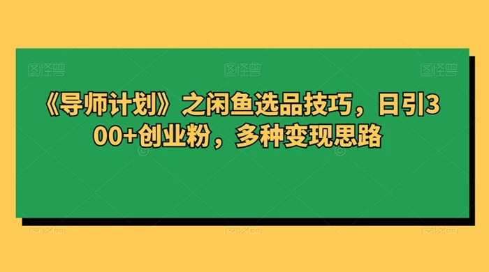 闲鱼选品技巧，日引 300+ 创业粉，多种变现思路-项目资源网