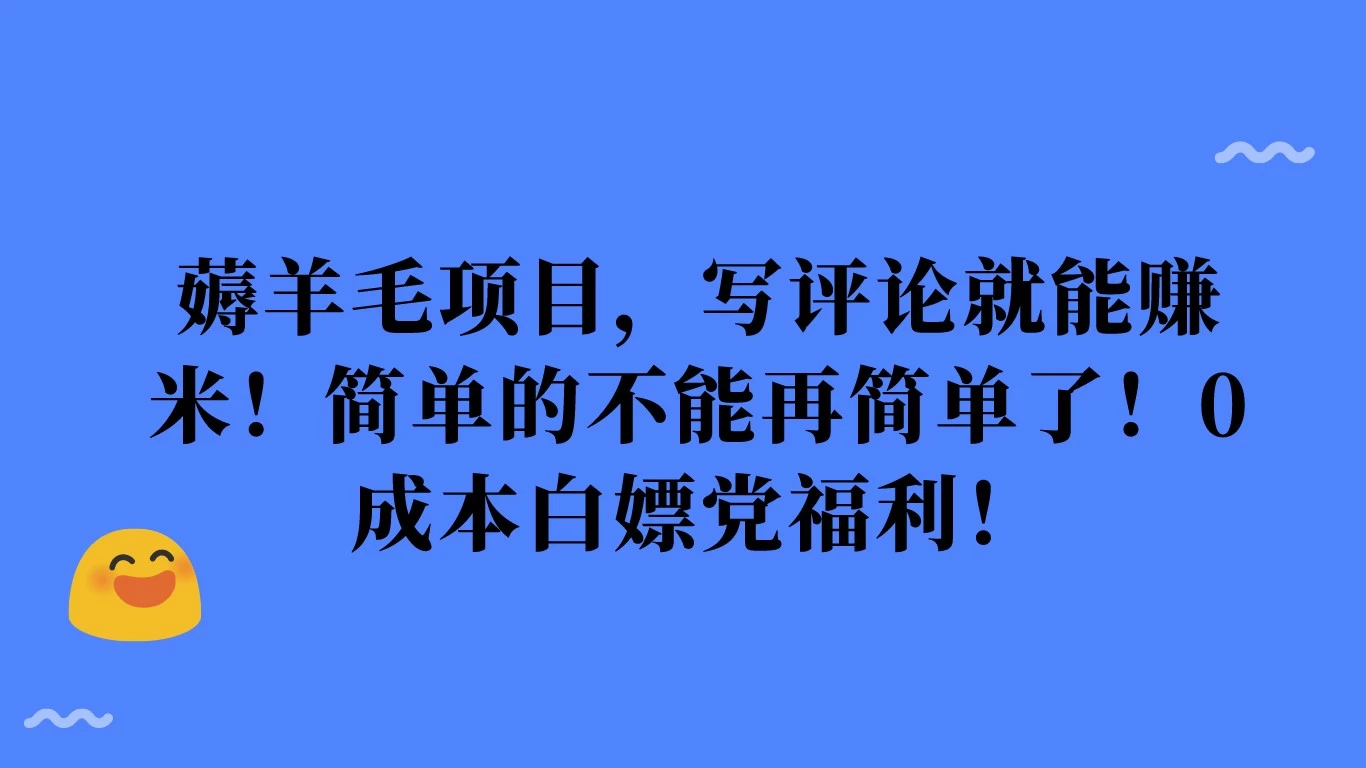 薅羊毛项目，写评论就能赚米！简单的不能再简单了！0成本白嫖党福利！-项目资源网