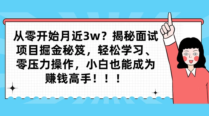 从零开始月入近3w？揭秘面试项目掘金秘笈，轻松学习、零压力操作，小白也能成为赚钱高手-项目资源网