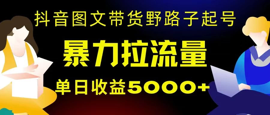 抖音图文带货暴力起号，单日收益 5000+，野路子玩法，简单易上手，一部手机即可-项目资源网