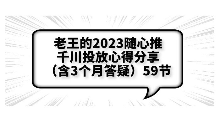 老王的 2023 随心推 + 千川投放心得分享 3 个月答疑「 59 节」-项目资源网