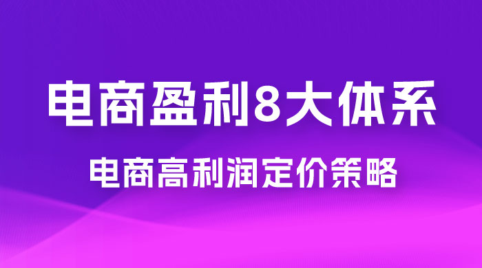 电商盈利 8 大体系：利润篇 · 利润定准电商高利润定价策略线上课（共 16 节）-项目资源网