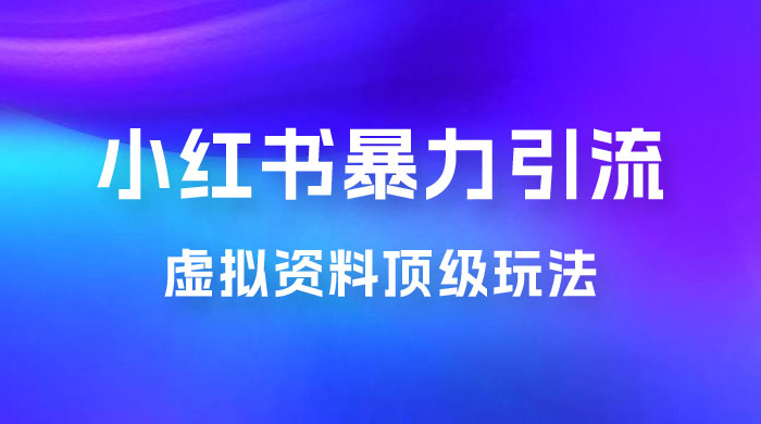 虚拟资料顶级玩法，小红书暴力引流，喂饭级教程零成本，利润任你定-项目资源网