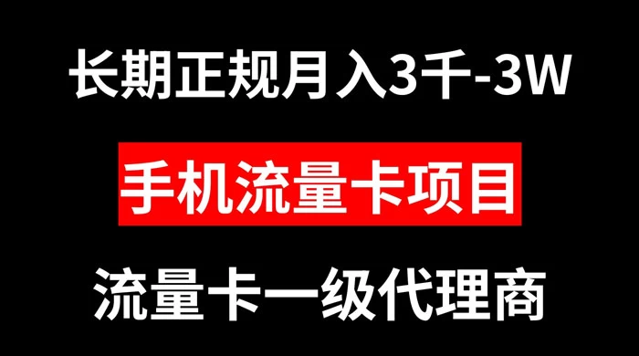 手机流量卡代理月入 3000-3w 长期正规项目-项目资源网