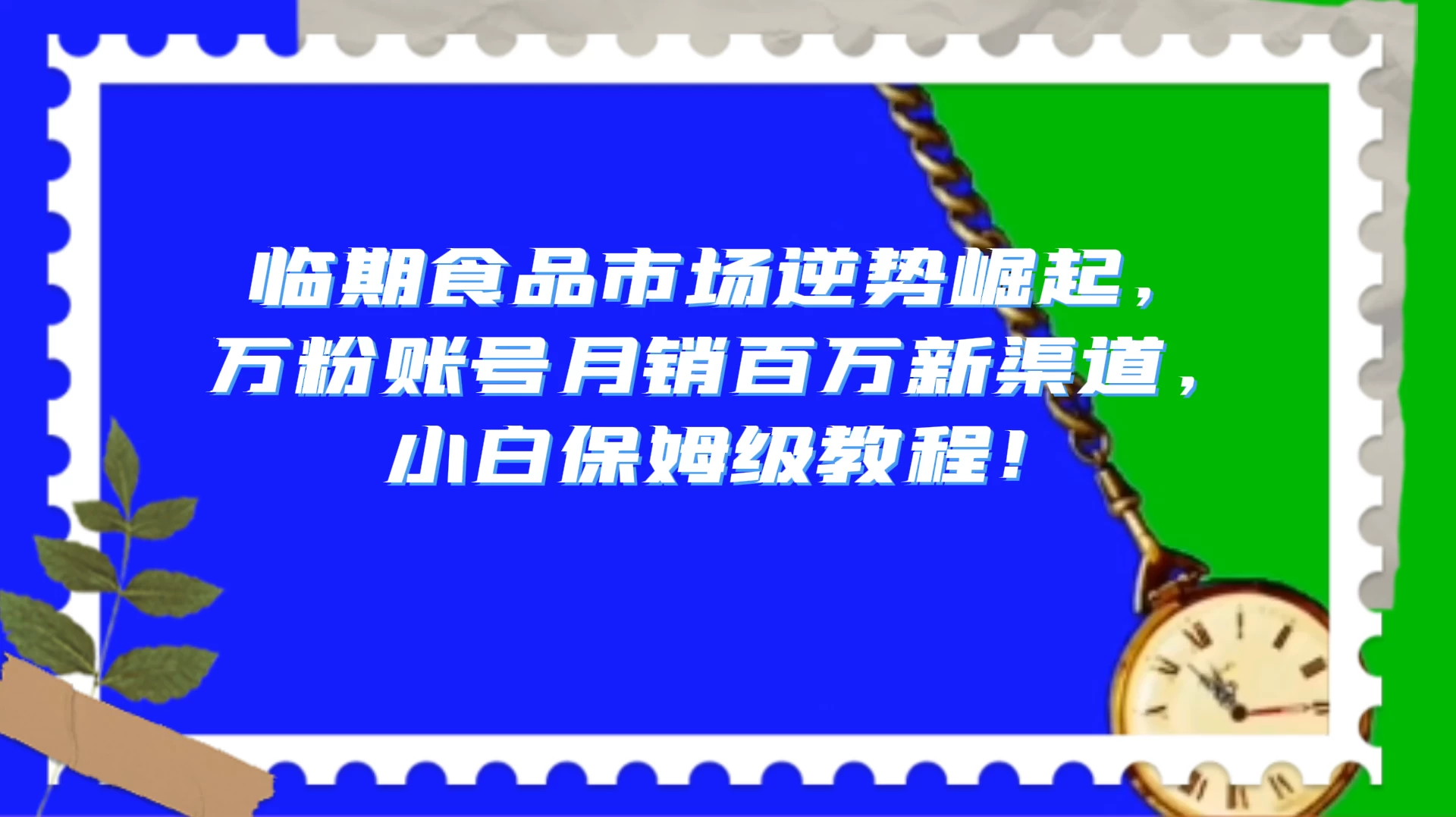 临期食品市场逆势崛起，万粉账号月销百万新渠道，小白保姆级教程！-项目资源网