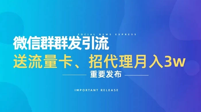 利用微信群卖流量卡,招代理,3 个月变现 11 万(附软件)-项目资源网