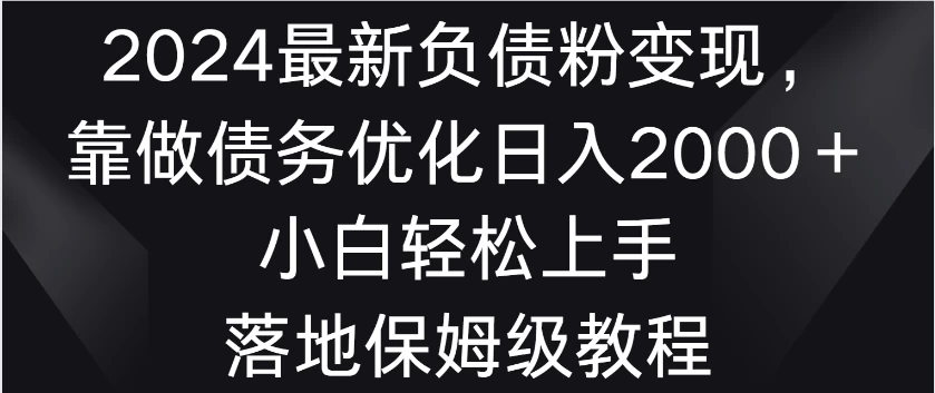 2024最新负债粉变现，靠做债务优化日入2000＋小白轻松上手 落地保姆级教程-项目资源网